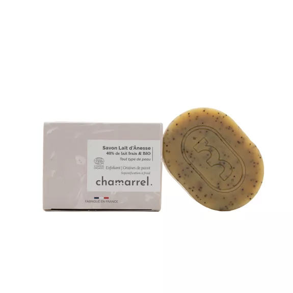 Savon lait d'ânesse 40% | Certifié bio (Exfoliant | Graines de pavot)