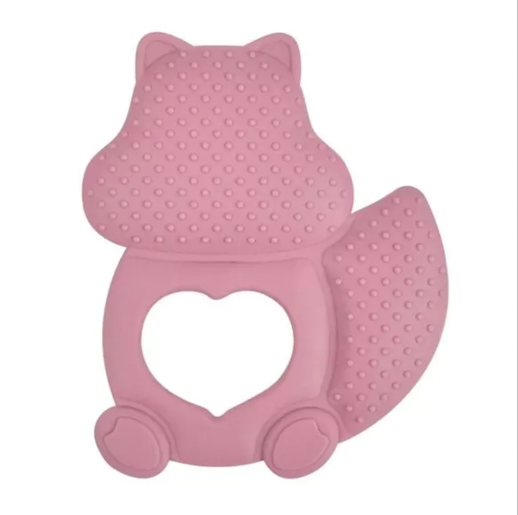 Anneau de dentition en silicone Ecureuil - Rose poudré