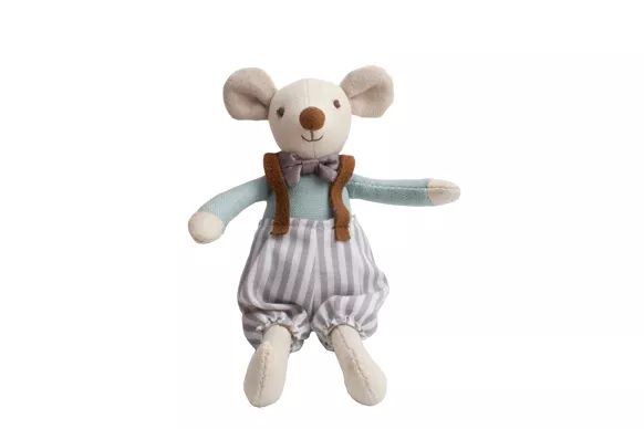 Poupée souris garçon en tissu, 18 cm