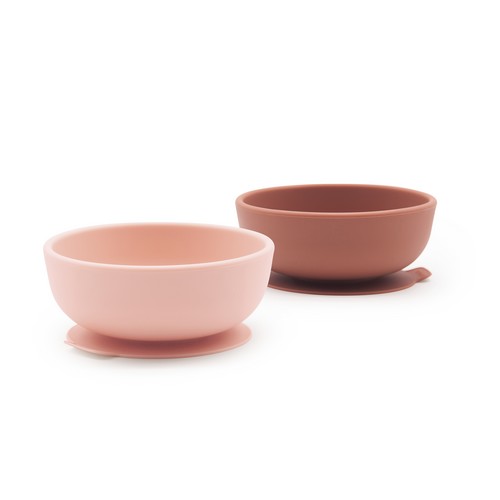 [90024] Set de 2 Bols ventouse en silicone - Blush / Terracotta