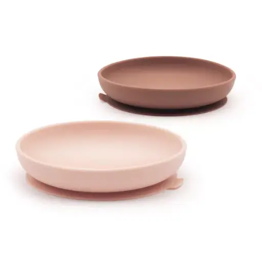 [90062] Set de 2 Assiettes ventouses en silicone - Blush / Terracotta