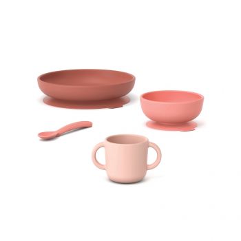 [90345] Coffret Repas Bébé en Silicone Premium - Coral
