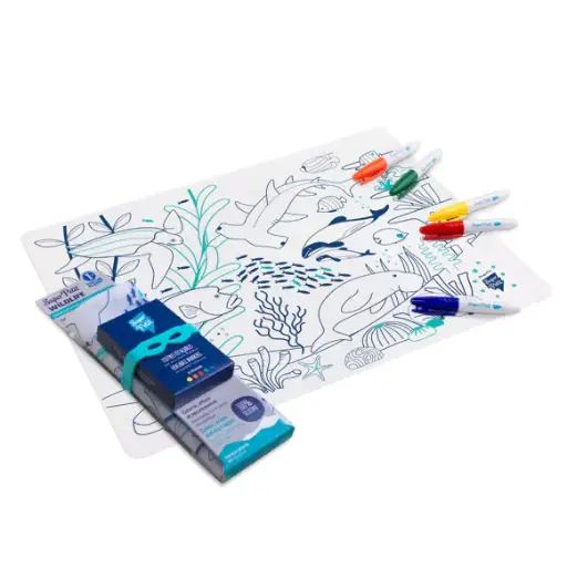 [SMATCORAL005] Set de table en silicone à colorier - réutilisable BARRIÈRE DE CORAIL WILDLIFE