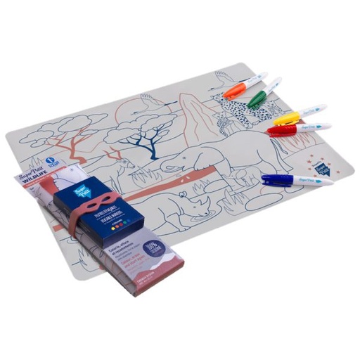 [SMATSAVANNA005] Set de table en silicone à colorier - réutilisable SAVANE WILDLIFE