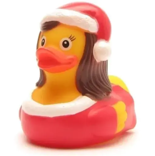 [7584] Canard en caoutchouc Mère Noël