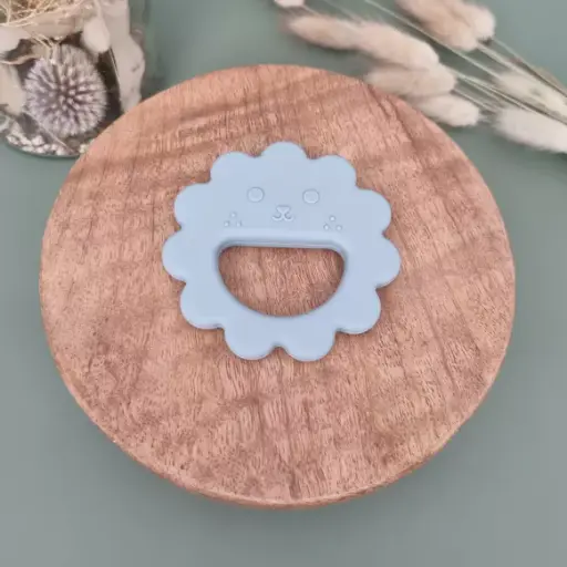 [RABIJ0009LE] Anneau de dentition en silicone Lion - Bleu doux