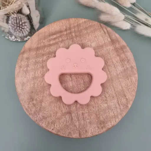 [RABIJ0004LE] Anneau de dentition en silicone Lion - Pêche