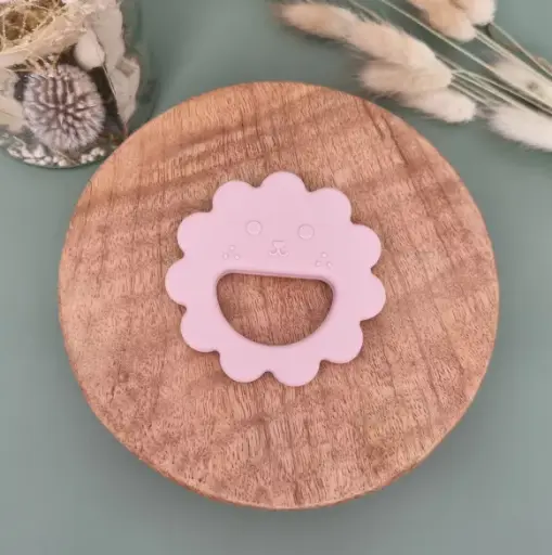 [RABIJ0010LE] Anneau de dentition en silicone Lion - Rose doux