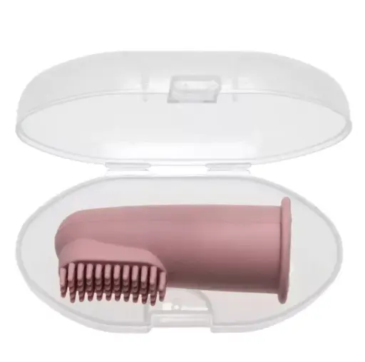 [RATA0004ST] Brosse à dents en silicone avec étui - Rose poudré