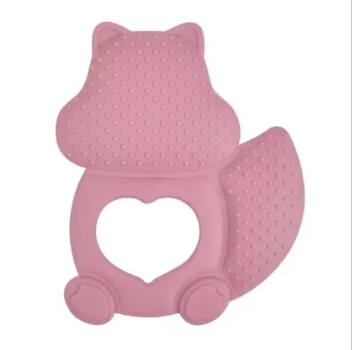 [RABIJ0003EK] Anneau de dentition en silicone Ecureuil - Rose poudré