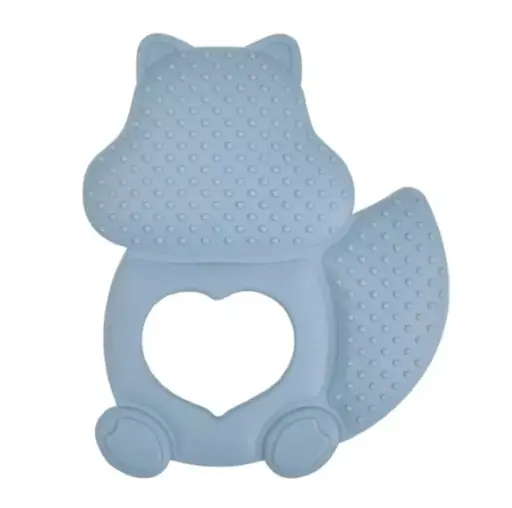 [RABIJ0004EK] Anneau de dentition en silicone Ecureuil - Bleu poudré