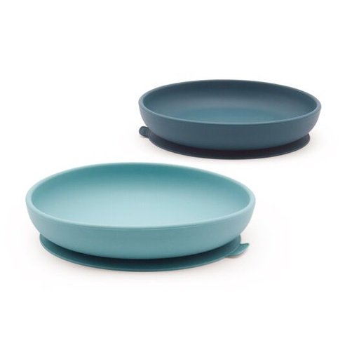 [90048] Set de 2 Assiettes ventouses en silicone - Blue Abyss / Lagoon