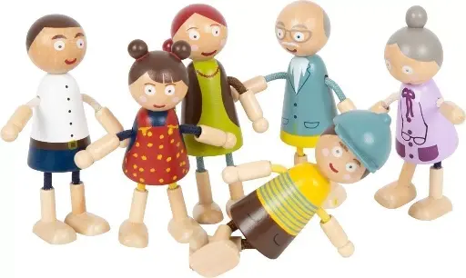 [11804] Famille de poupées articulées en bois