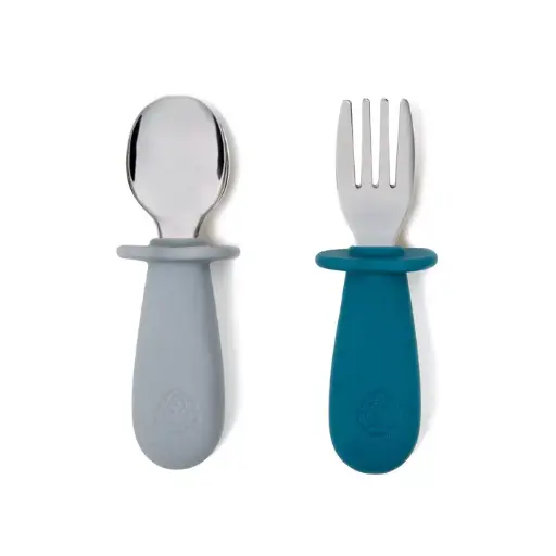 [220505] Set de couverts fourchette/cuillère (Bleu nuit/Gris perle)