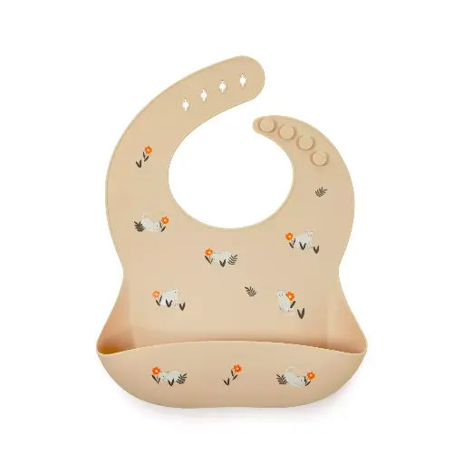 [151217] Bavoir en silicone Chatons - Crème